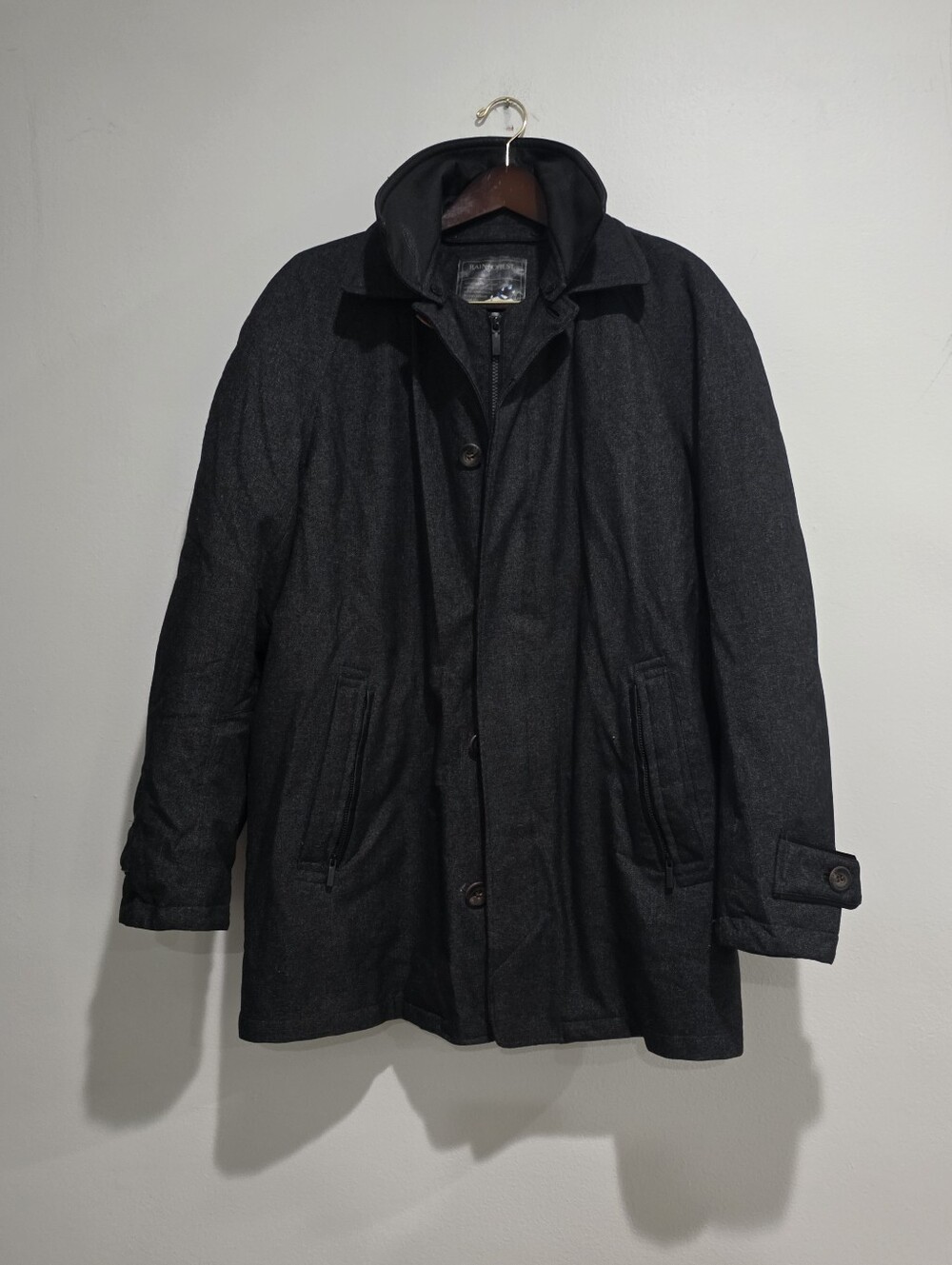 Rainforest Size Large Men's Charcoal Wool-Blend Coat - Classic Overcoat Large